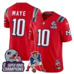 Drake Maye #10 New England Patriots 2025 Rivalries 6x Champions & Throwbacks Mascot Patch Vapor Limited Jersey - All Stitched