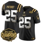 Patriot #25 New England Patriots 2026 AFC East Champions Gold Vapor Limited Jersey - All Stitched