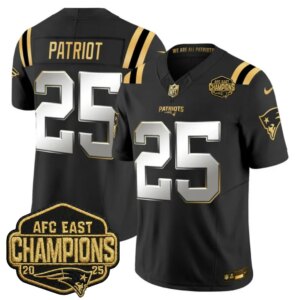 Patriot #25 New England Patriots 2026 AFC East Champions Gold Vapor Limited Jersey - All Stitched