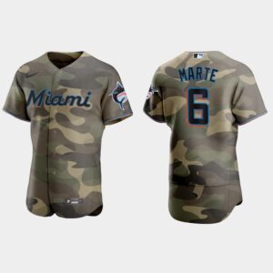 Starling Marte Miami Marlins 2021 National Armed Forces Day Jersey - Camo