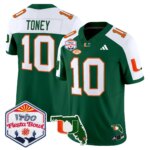 Malachi Toney #10 Miami Hurricanes MIA 2026 The Fiesta Bowl & Florida Patch Vapor Limited Jersey - All Stitched