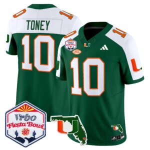 Malachi Toney #10 Miami Hurricanes MIA 2026 The Fiesta Bowl & Florida Patch Vapor Limited Jersey - All Stitched