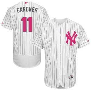 New York Yankees #11 Brett Gardner White Strip Flexbase Collection 2016 Mother's Day Stitched Jersey