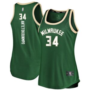 Giannis Antetokounmpo Milwaukee Bucks  Women's Fast Break Tank Jersey - Icon Edition - Hunter Green