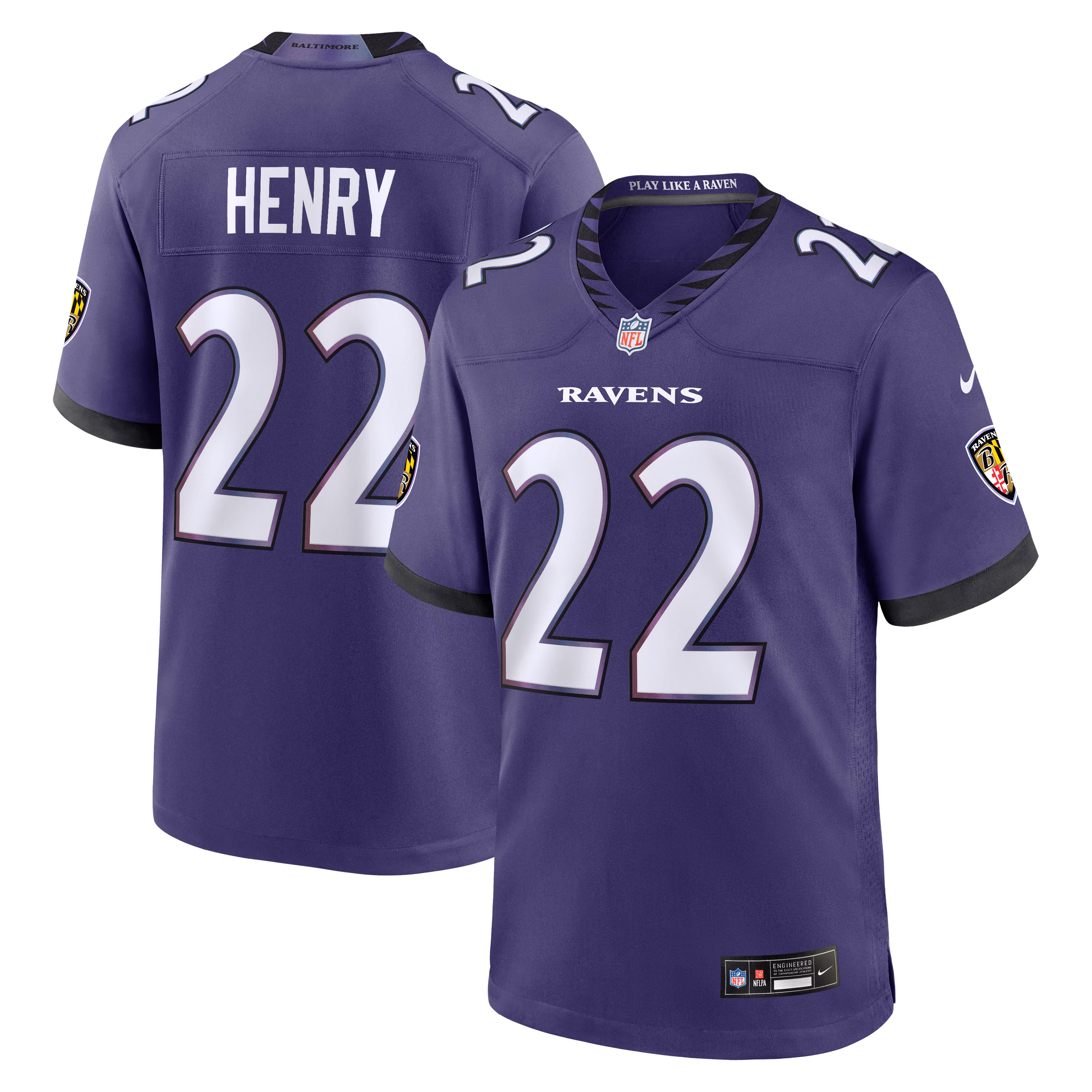 Men's Baltimore Ravens Derrick Henry #22 Purple Team Game Jersey