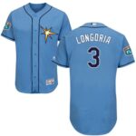 Tampa Bay Rays #3 Evan Longoria Light Blue Flexbase Collection Stitched Jersey