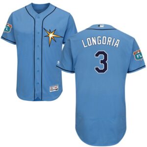 Tampa Bay Rays #3 Evan Longoria Light Blue Flexbase Collection Stitched Jersey