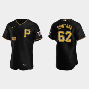 Men's Pittsburgh Pirates #62 Jose Quintana Black Alternate Flex Base Jersey