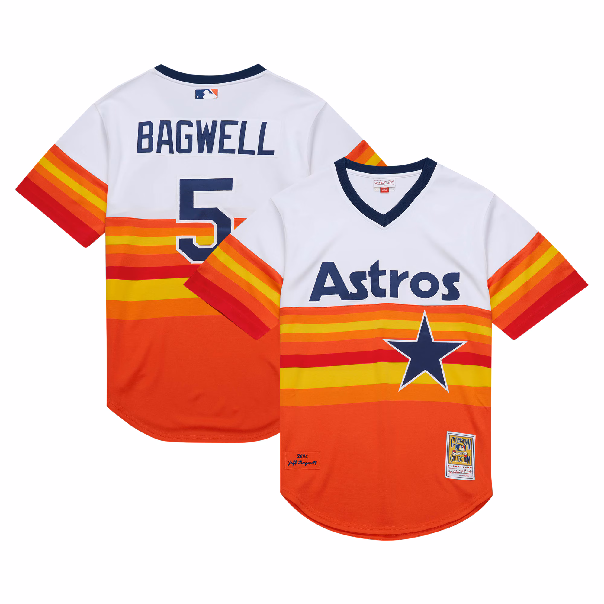 Houston Astros Jeff Bagwell #5 Mitchell & Ness White 2004 Cooperstown Collection Authentic Throwback Jersey