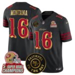Joe Montana #16 San Francisco 49ers SF 2025 "Rivalries" 5x Champions & Faithful To The Bay Patch Vapor Limited Jersey - All Stitched