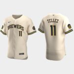 Men's Milwaukee Brewers #11 Rowdy Tellez Alternate Cream Jersey