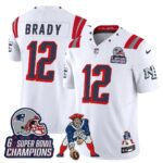 Tom Brady #12 New England Patriots 2025 Rivalries 6x Champions & Throwbacks Mascot Patch Vapor Limited Jersey - All Stitched