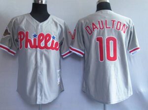 Mitchell And Ness Philadelphia Phillies #10 Royal Daulton Grey Stitched Throwback Jersey