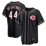 Cincinnati Reds Elly De La Cruz #44 Fashion Replica Black Out Jersey