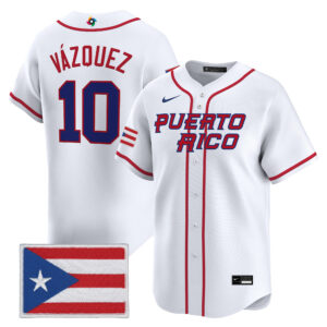 Christian Vázquez #10 Puerto Rico Baseball 2026 World Baseball Classic Vapor Premier Jersey - White
