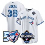 Nathan Lukes #38 Toronto Blue Jays 50th American League Champions Jersey Stitched White