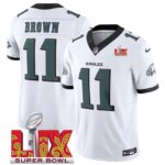 Men's #11 A.J. Brown White 2025 Super Bowl LIX Patch Limited Stitched Jersey