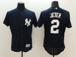 New York Yankees #2 Derek Jeter Navy Blue Flexbase Collection Stitched Jersey