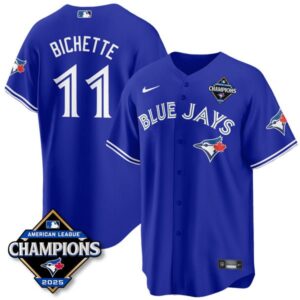 Bo Bichette #11 Toronto Blue Jays 2025 American League Champions Jersey Stitched Rush Blue