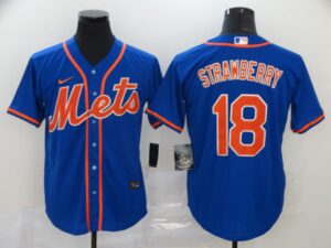 Men's New York Mets #18 Darryl Strawberry Blue Stitched Cool Base  Jersey