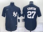 Men's  New York Yankees #27 Giancarlo Stanton Black Throwback Cool Base Stitched Jersey