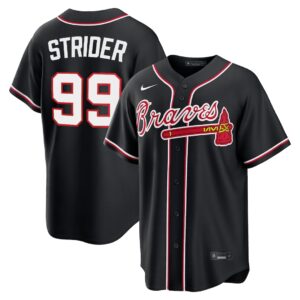 Spencer Strider #99 Atlanta Braves Fashion Replica Black Out Jersey - Black
