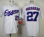 Men's Mitchell And Ness 2000 Montreal Expos #27 Vladimir Guerrero White Blue Strip Stitched Throwback Jersey