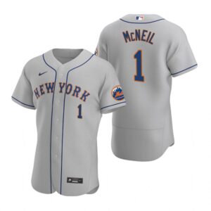 Men's New York Mets #1 Jeff McNeil Gray Flex Base Road Jersey
