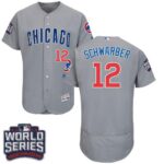 Chicago Cubs #12 Kyle Schwarber Grey Flexbase Collection Road 2016 World Series Bound Stitched Jersey