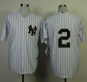 New York Yankees #2 Derek Jeter White Fashion Gold w/Commemorative Retirement Patch Stitched Jersey