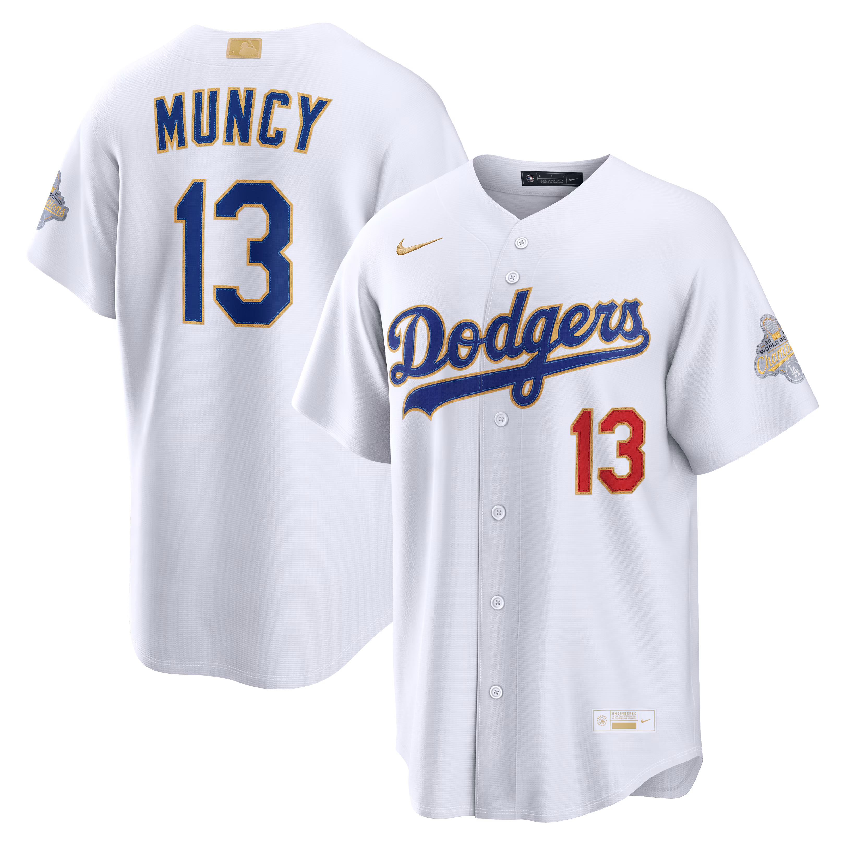 Los Angeles Dodgers Max Muncy #13 White 2026 Gold Collection Stadium Jersey