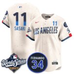 Rōki Sasaki #11 Los Angeles Dodgers 2025 World Series Home Limited Player Jersey - Cream