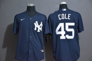 Men's New York Yankees #45 Gerrit Cole Navy Blue Stitched Cool Base  Jersey