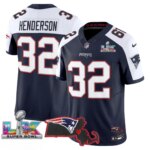 TreVeyon Henderson #32 New England Patriots Super Bowl LX Patch Vapor Limited Game Jersey - All Stitched