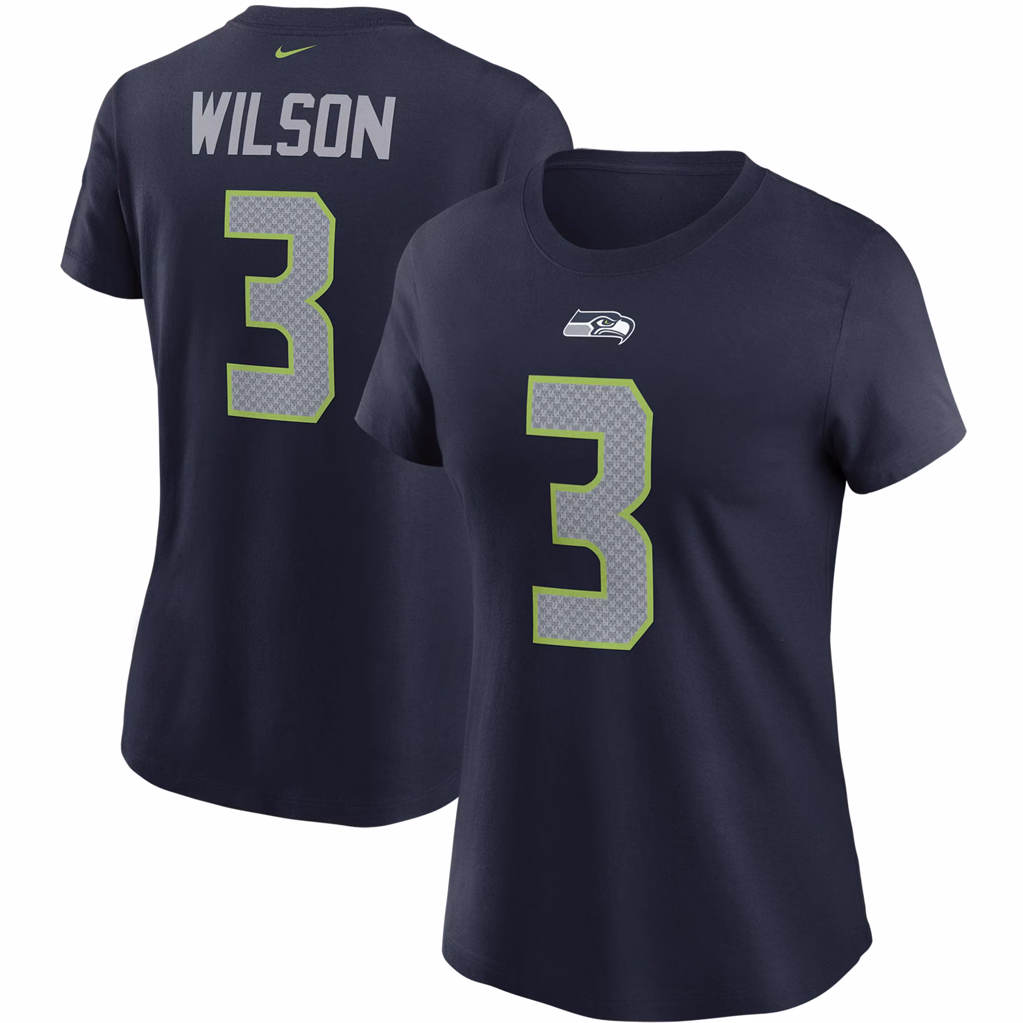 Women's Russell Wilson College Navy Seattle Seahawks Name & Number T-Shirt