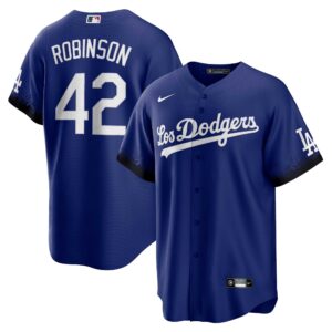 Men's Los Angeles Dodgers Jackie Robinson  Royal City Connect Replica Player Jersey