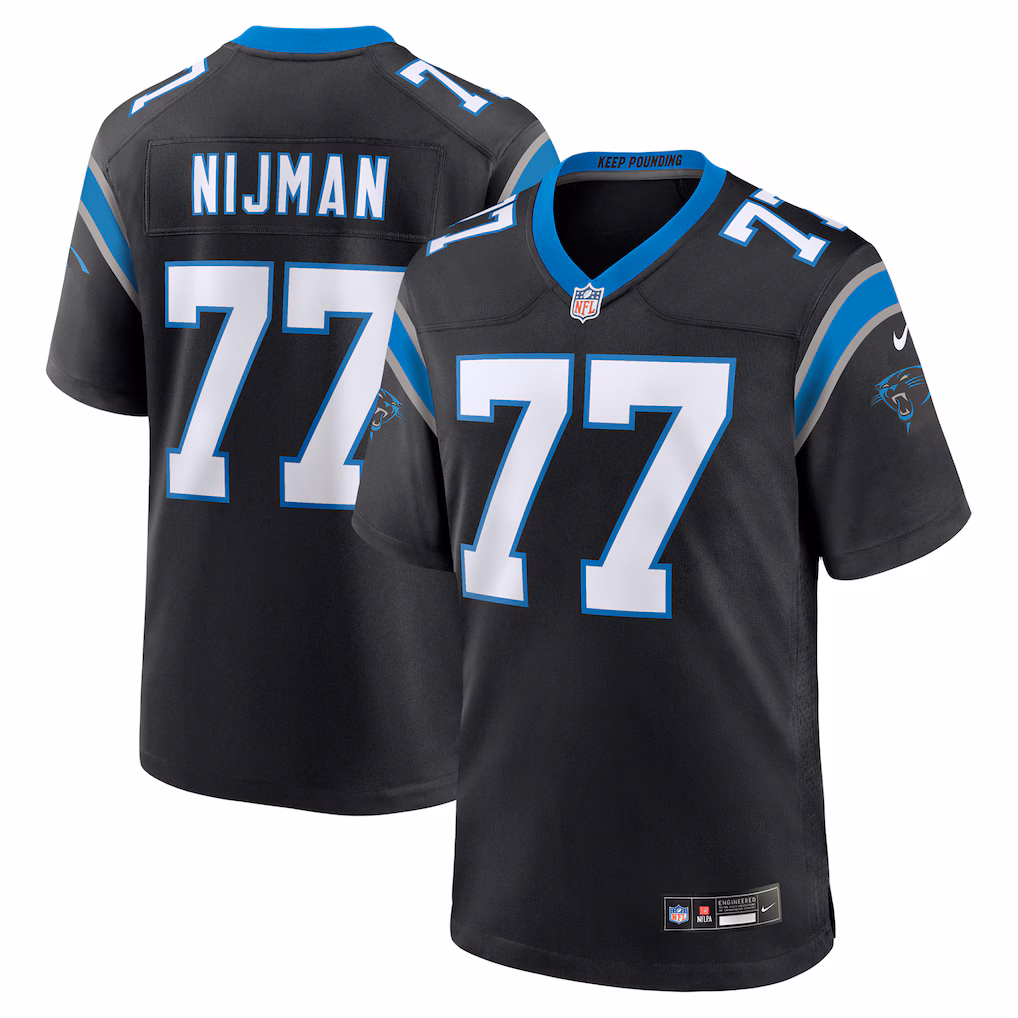 Yosh Nijman #77 Carolina Panthers Game Jersey - Black