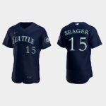Men's Seattle Mariners #15 Kyle Seager 2022 Draft Jersey Navy Alternate