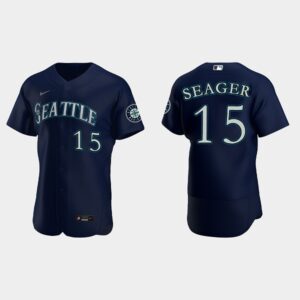 Men's Seattle Mariners #15 Kyle Seager 2022 Draft Jersey Navy Alternate