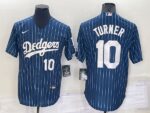 Men's  Los Angeles Dodgers #10 Justin Turner Blue Throwback Cool Base Jersey