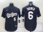 Men's  Los Angeles Dodgers #6 Trea Turner Black Stitched Cool Base Jersey
