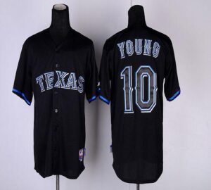 Texas Rangers #10 Michael Young Black Fashion Stitched Jersey