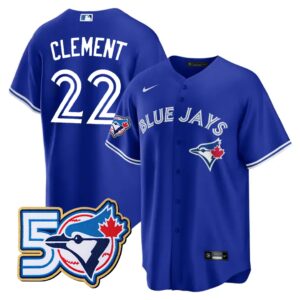 Ernie Clement  #22 Toronto Blue Jays 50th Season  Limited Jersey Stitched Royal