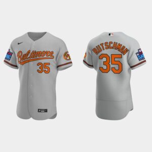 Men's Baltimore Orioles #35 Adley Rutschman 2022 Little League Classic Flex Base Jersey - Gray
