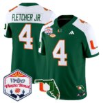 Mark Fletcher Jr. #4 Miami Hurricanes MIA 2026 The Fiesta Bowl & Florida Patch Vapor Limited Jersey - All Stitched