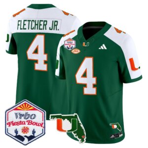 Mark Fletcher Jr. #4 Miami Hurricanes MIA 2026 The Fiesta Bowl & Florida Patch Vapor Limited Jersey - All Stitched