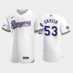 Men's Texas Rangers #53 Adolis Garcia White Home 50th Anniversary Flex Base Jersey