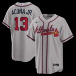 Atlanta Braves Ronald Acuña Jr. #13 Gray Road Replica Jersey