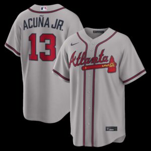 Atlanta Braves Ronald Acuña Jr. #13 Gray Road Replica Jersey