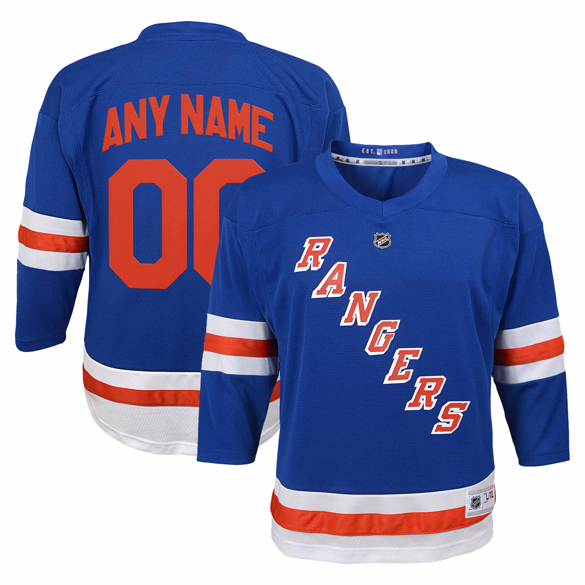 Youth New York Rangers Blue Replica Custom #00 Jersey